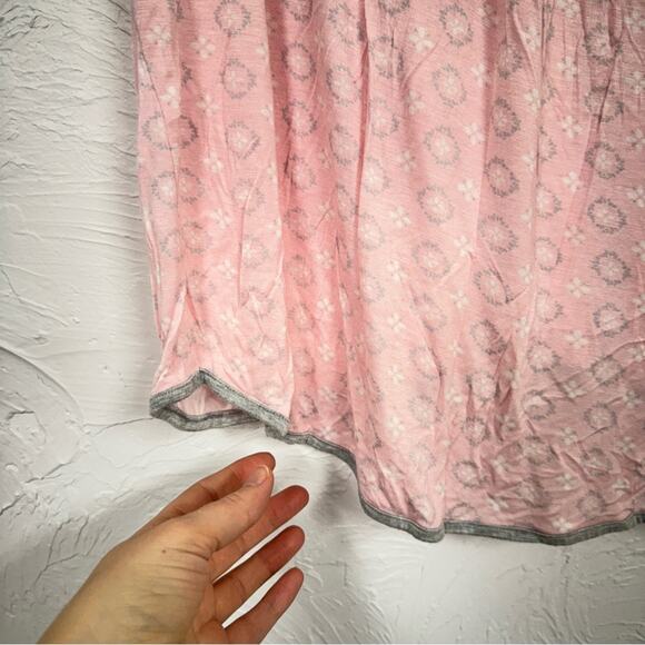 Rene Rafe Pink Floral Short Sleeve Pajama Shirt Top Womens 2X PJ Blouse Casual - Picture 3 of 8